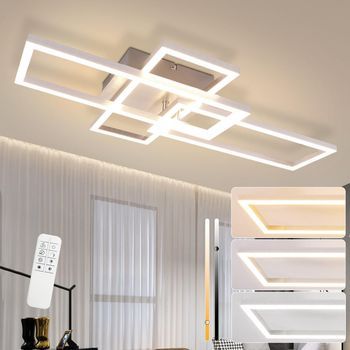 Lámpara De Techo Led Geométrica Regulable, Plateada, 36 W, 64 Cm, Para Un Hogar Moderno. Zmh