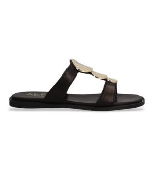 Alpe para mujer. 559317 Sandalias de piel Sheila 17 negro (36), Plano, Ninguno, Casual