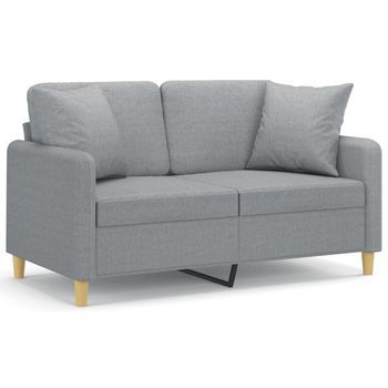Sofá De 2 Plazas Con Cojines Tela Gris Claro 120 Cm Vidaxl
