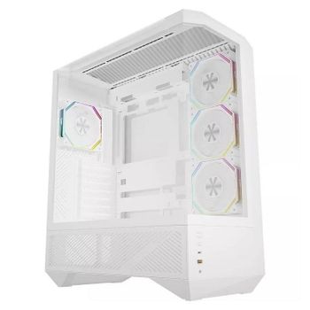 Caja Darkflash DY460 Media Torre Blanca 4 Ventiladores ARGB Vidrio Templado
