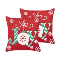 conjunto de 2 cojines de tela de algodon con motivo navideno rojo 45 x 45 cm gingerbread