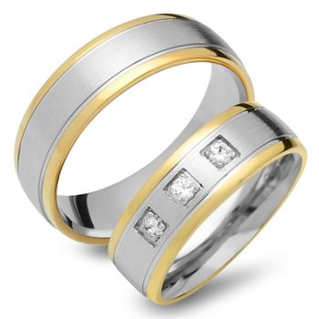 Alianzas 8 quilates oro amarillo-blanco 3 diamantes