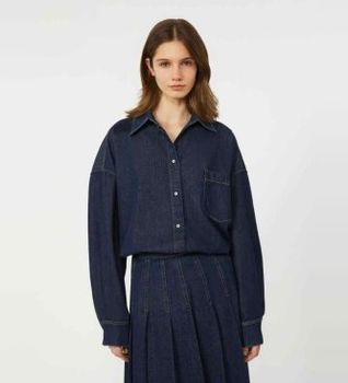 Weekend Max Mara para mujer. 2615111011600 CamisaFoggia marino (44), Casual, Algodón, Manga larga