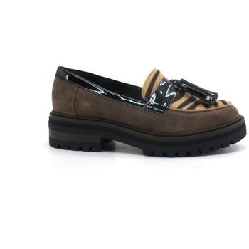 L4k3 Mocasines LAKE Mocassino Zebra Animalier Brown E18-MOC para mujer