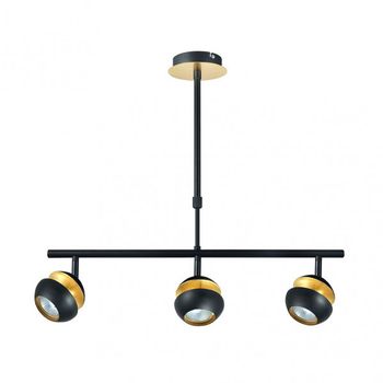 Colgante lineal de 3 focos Beethoven Negro/oro Fabrilamp
