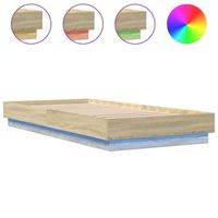 cama para adulto  cama individual  estructura de cama con luces led roble sonoma 100x200 cm