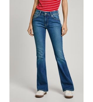 Pepe Jeans para mujer. PL204736IA0 Jeans en fit flare Pimlico azul (29/32), Casual, Algodón, Denim, Sostenible