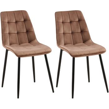 Lote De 2 Sillas De Comedor Funda De Terciopelo Gifford Marrón 61x47x89 Cm Clp