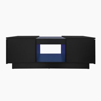 Mesa De Centro Con Led - 2 Cajones Y 1 Compartimento Abierto - Negro
