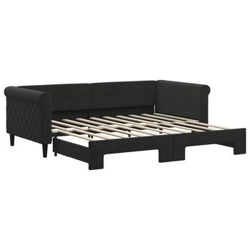 Sofá Cama | Cama Para Adulto | Sofá Convertible Nido Terciopelo Negro 90x190 Cm