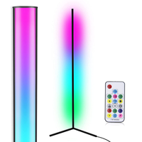 lampara esquinera de pie led rgb que cambia de color - negra