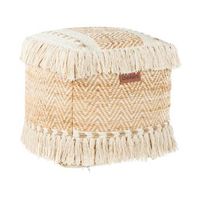 puf de yute y algodon con borlas otomana cuadrada reposapies relleno de bolas eps sala de estar beige alupola