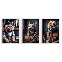 set de 3 posters bar en estilo fotografia a todo color divertidas ilustraciones realistas de animales con ropa humana diseno y decoracion de interiores a4 marcos blancos nacnic