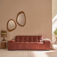 sofa recto de 3 plazas en terciopelo terracota