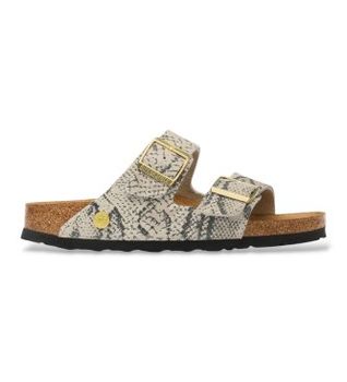 Birkenstock para mujer. 1033065 Sandalias de Piel Arizona (Ajuste Estrecho) beige (42), Plano, Ante, Ninguno, Casual, Animal print
