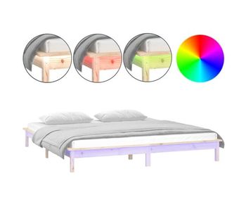 Estructura de cama con led madera maciza 120x190 cm