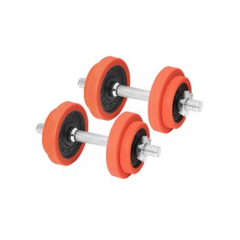 Juego de Mancuernas Ajustables Fitness, Naranja / Naranja