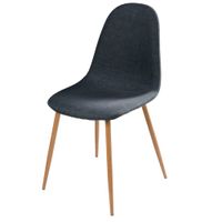 silla de comedor de tela gris antracita y patas efecto roble