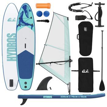 Tabla Sup Inflable Con Vela Hydros 330 X 76 X 15 Cm Tuquesa Vidaxl