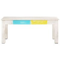 mesa de centromesa auxiliarmesa de cafe de madera de mango maciza blanca 110x60x45 cm