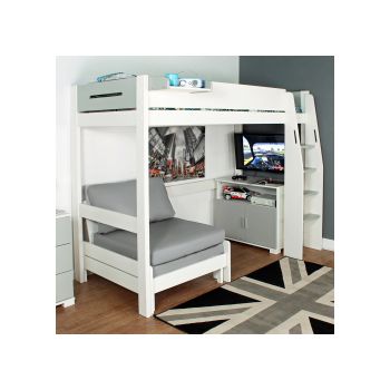 Urban Grey High Sleeper 3 Bed with Sofa Bed & 2 Door Storage Cupboard