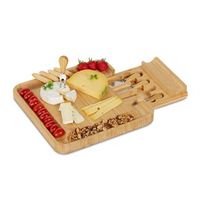 bandeja de quesos de bambu con juego de cubiertos en 4 piezas r marron r 33334cm