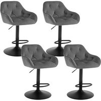 juego de 4 taburetes altos de bar sillas de cocina giratorias altura ajustable terciopelo gris oscuro