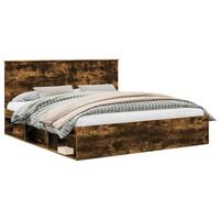 estructura de cama con cabecera roble ahumado 180 x 200 cm