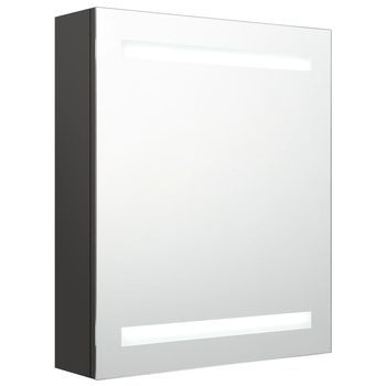 Armario De Baño | Mueble Baño Con Espejo Gris Antracita 50x14x60 Cm
