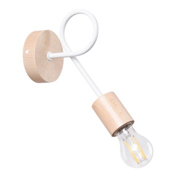 Lámpara de pared blanco/madera natural acero/madera alt. 10 cm