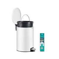 papelera de cocina 20l de metal amortiguado 15 bolsas incluidas cubeta - blanco