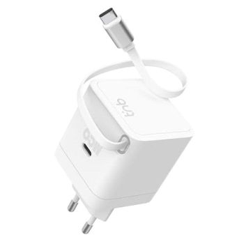 Cargador GaN TnB 65 W con 2 USB-C y USB-A Blanco
