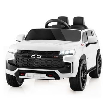 Coche Eléctrico Chevrolet Infantil Con Mando A Distancia 2.4g Y Mando A Distancia. Suspensión Y Luces Y Amp; Coche Infantil Musical Blanco.