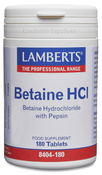 Lamberts Betaína HCl 324 mg y Pepsina 5 mg 180 Tabletas