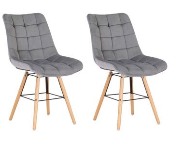 Set de 2 sillas de comedor leni en terciopelo gris 60x46x82 cm