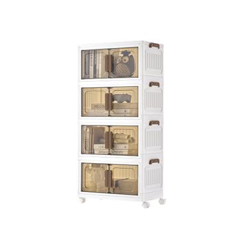 Cajas de almacenamiento apilables con ruedas y tapa, Blanco / 100 L