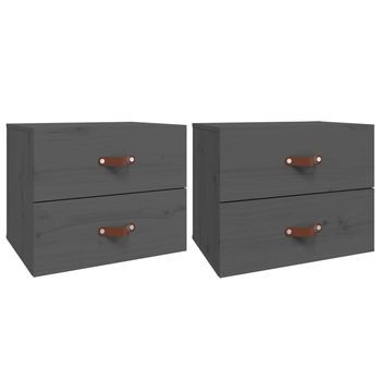 Pack 2 Uds Mesitas De Noche | Mesa Auxiliar | Mesilla De Pared Gris 50x36x40 Cm