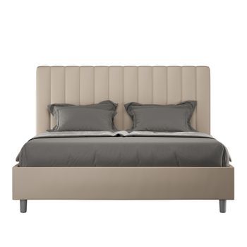 Cama Sin Somier Acolchada 160x190 Cuero Sintético Gris Paloma Agueda