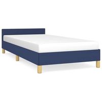 cama individual  cama de adulto  estructura de cama con cabecero sin colchon tela azul 100x200cm