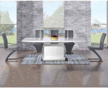 Hailey 160cm White High Gloss Extending Dining Table with Hampstead Z Chairs