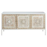 aparador de metal blanco y mango esculpido de 155 cm