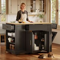 isla de cocina movil de 120 x 50 x 92 cm basura integrada estantes ajustables
