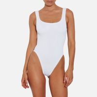 hunza g square neck stretch-seersucker swimsuit