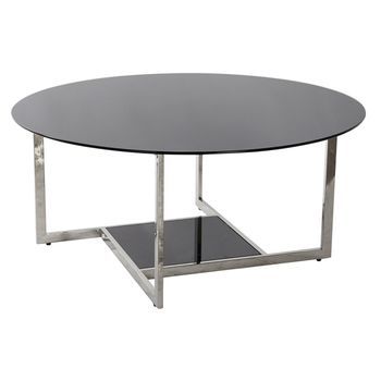 Mesa Centro Acero Cristal 100x100x45 Negro