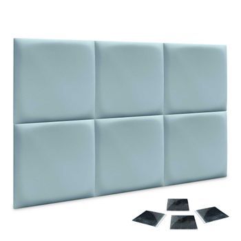 Dhome Juego De 6 Paneles Tapizados De Polipiel Premium Pack Autoadhesivos Para Pared Acústicos Absorbentes Protección (celeste, 60x60cm, X6)