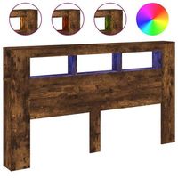 cabecero cama led  panel de cabecera madera ingenieria roble ahumado 180x185x1035 cm