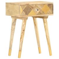 mesita de noche - mueble para dormitorio - madera maciza de mango - natural 43x30x58cm