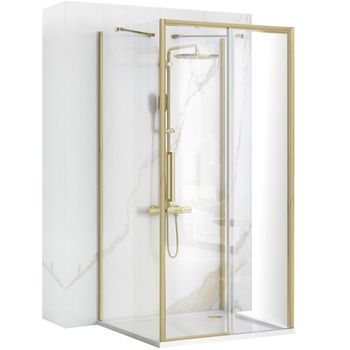 Cabina De Ducha Adosada A La Pared Rea Rapid Slide Brush Gold 160x90