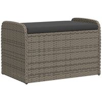 banco de almacenaje con cojin ratan sintetico gris 80x51x52 cm