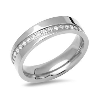 Anillo de mujer de acero inoxidable con piedras alrededor